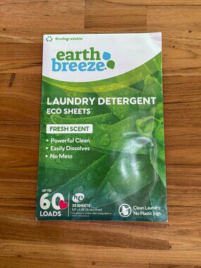 Earth Breeze Eco Sheets Laundry Detergent Fresh Scent 60 Loads (30 Sheets)